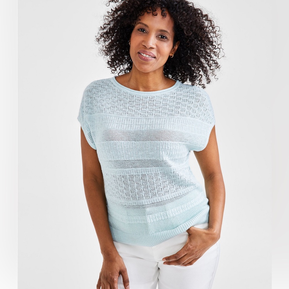 Style & Co. Dolman-Sleeved Metallic Sweater